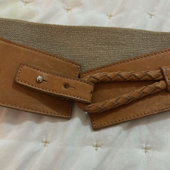 Theory leather and stretch Elegant Tan  Women's Belt size medium - Picture 2 of 9